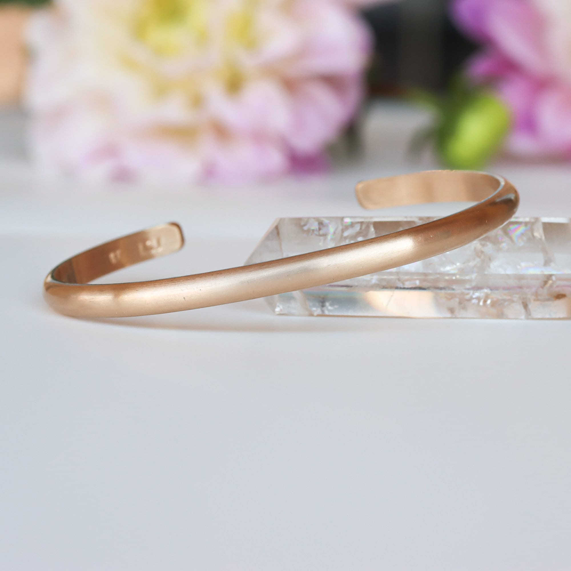 Personalized 4mm 14K Gold Fill Cuff Bracelet with Brushed Matte Finish