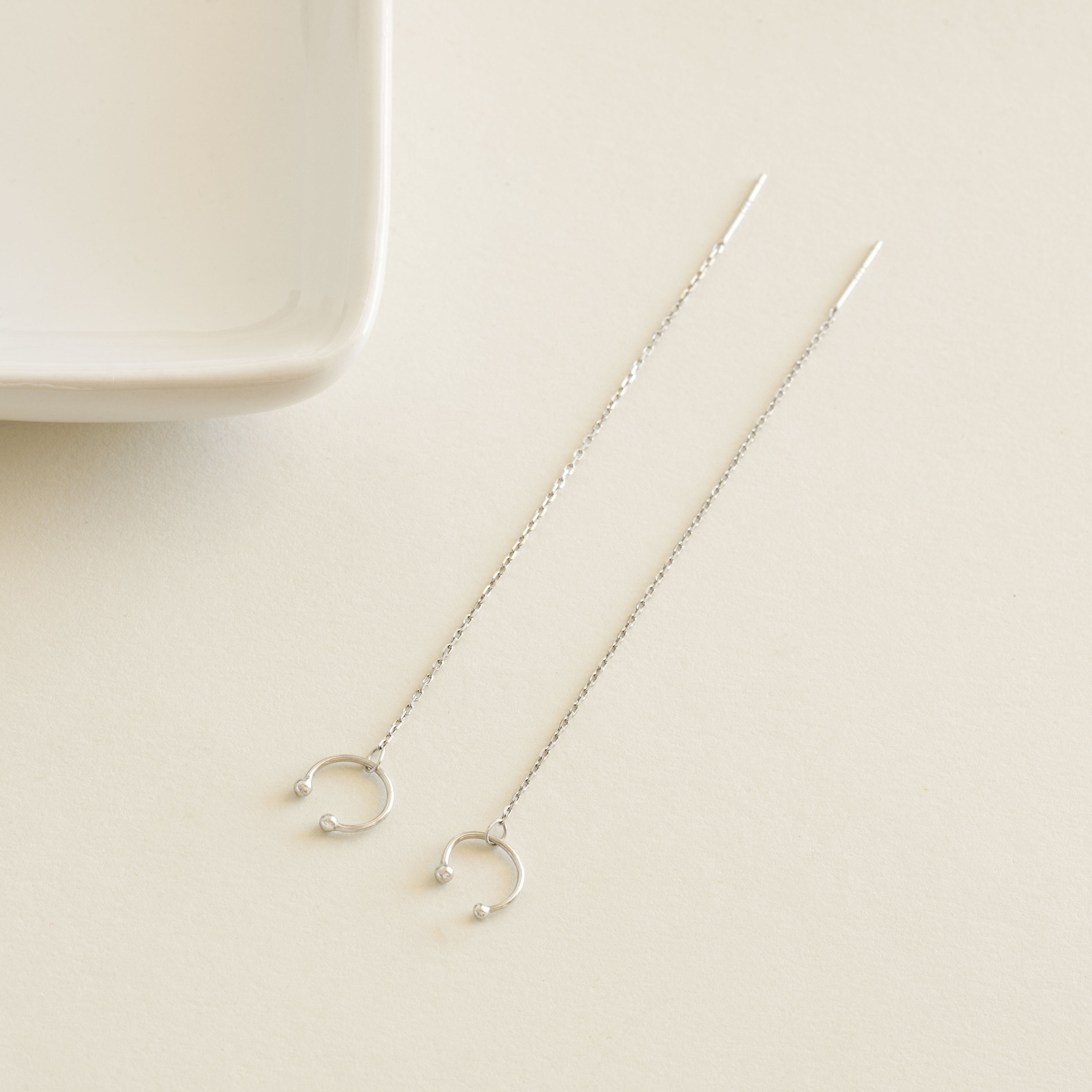 Sterling Silver Ear Cuff Chain Earrings in a Minimalist Pair