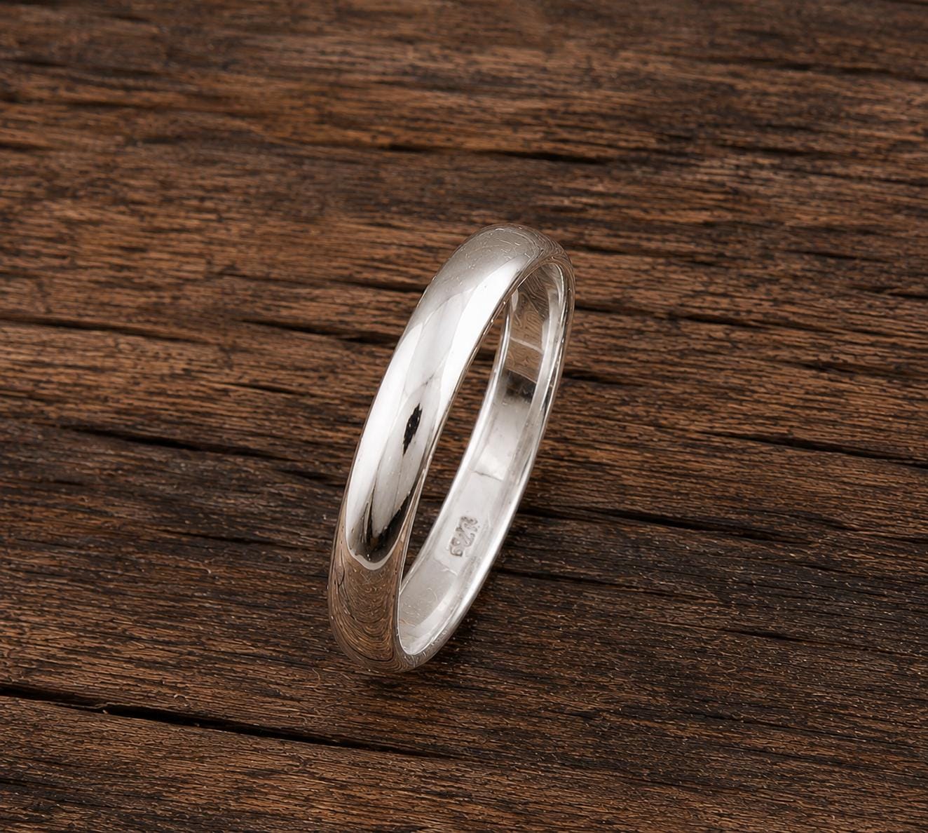 Sterling Silver Comfort Fit Half-Dome Wedding Band
