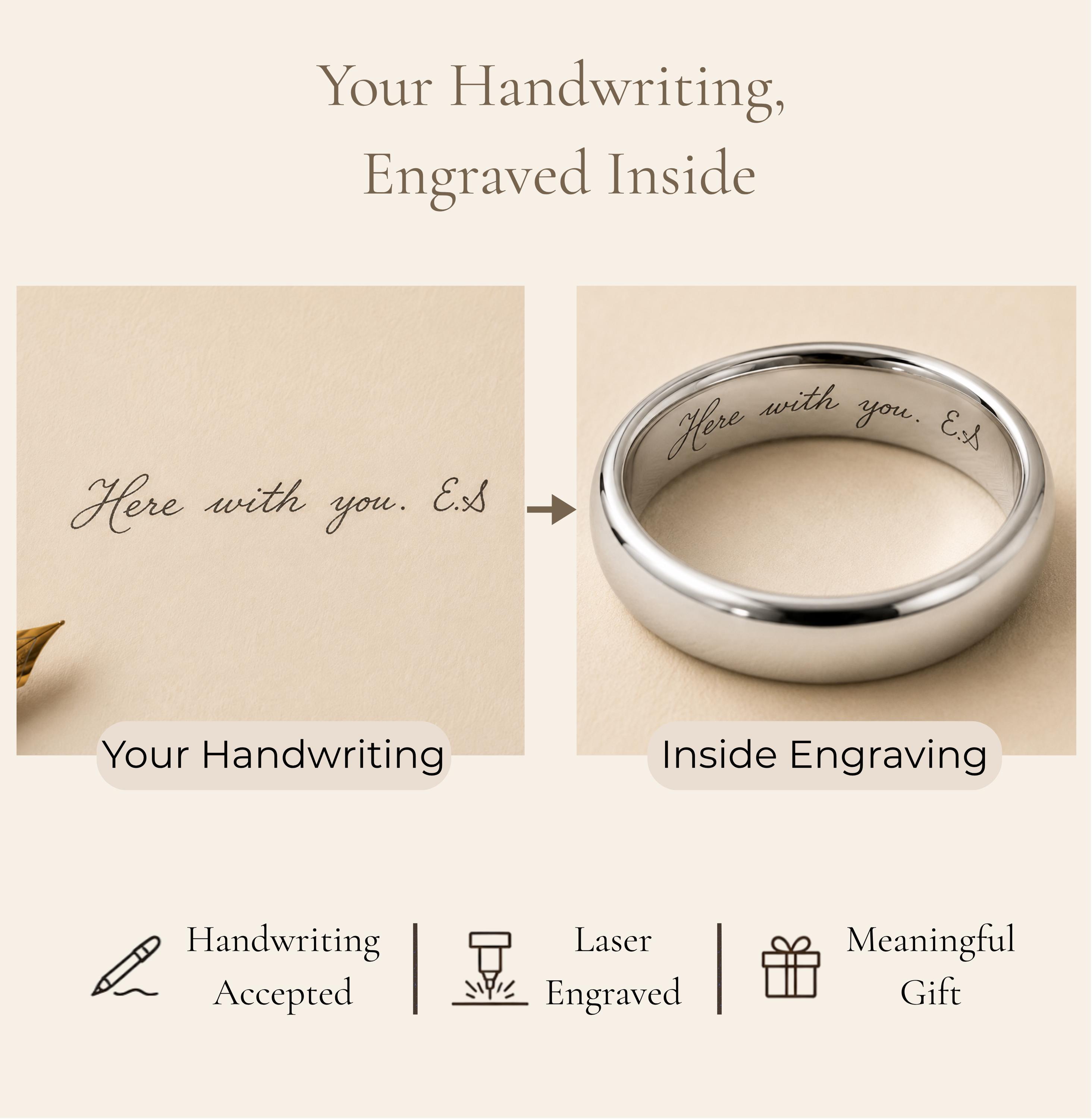 Custom Handwriting Engraved Tungsten Ring