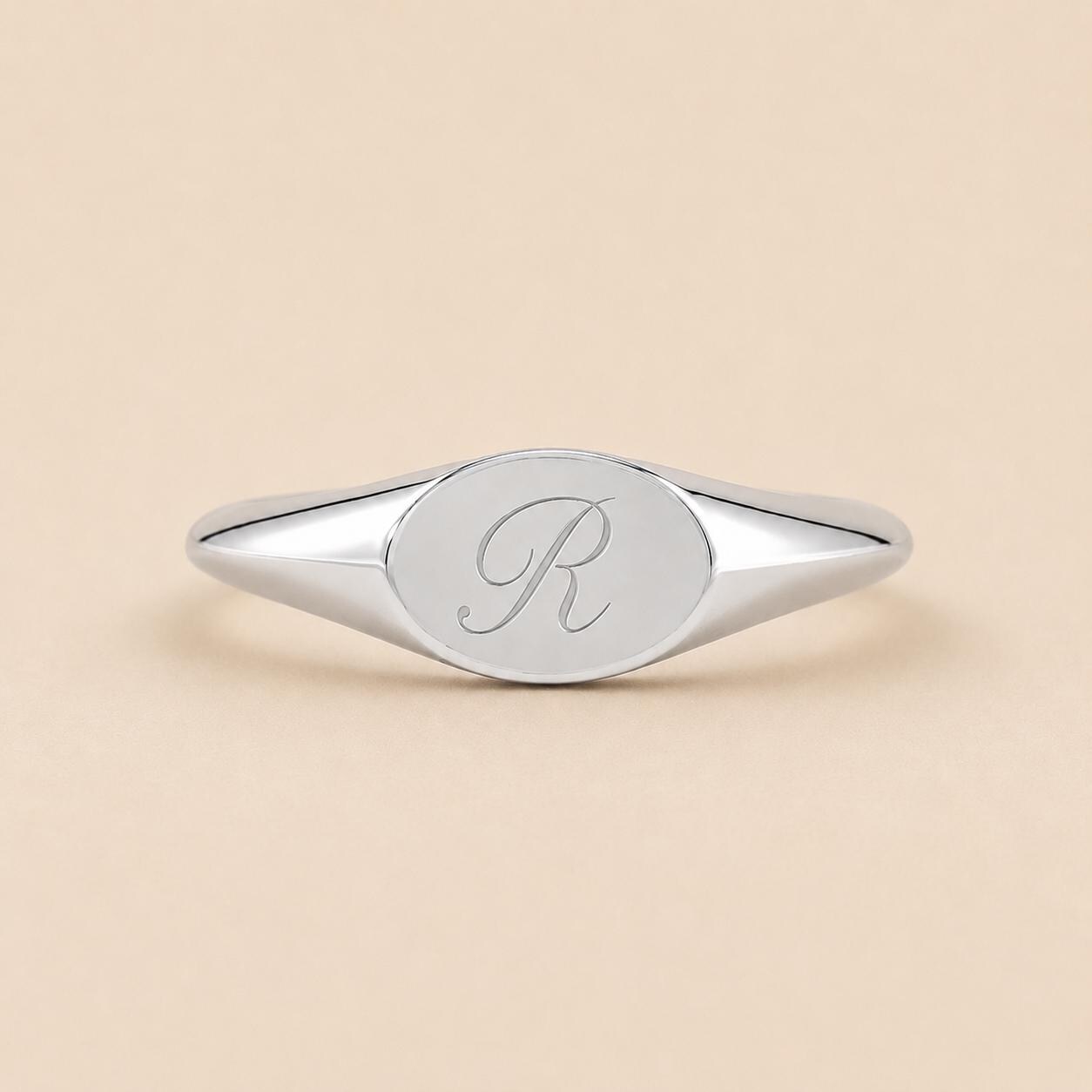 14K Solid Gold Oval Signet Ring With Custom Engraving