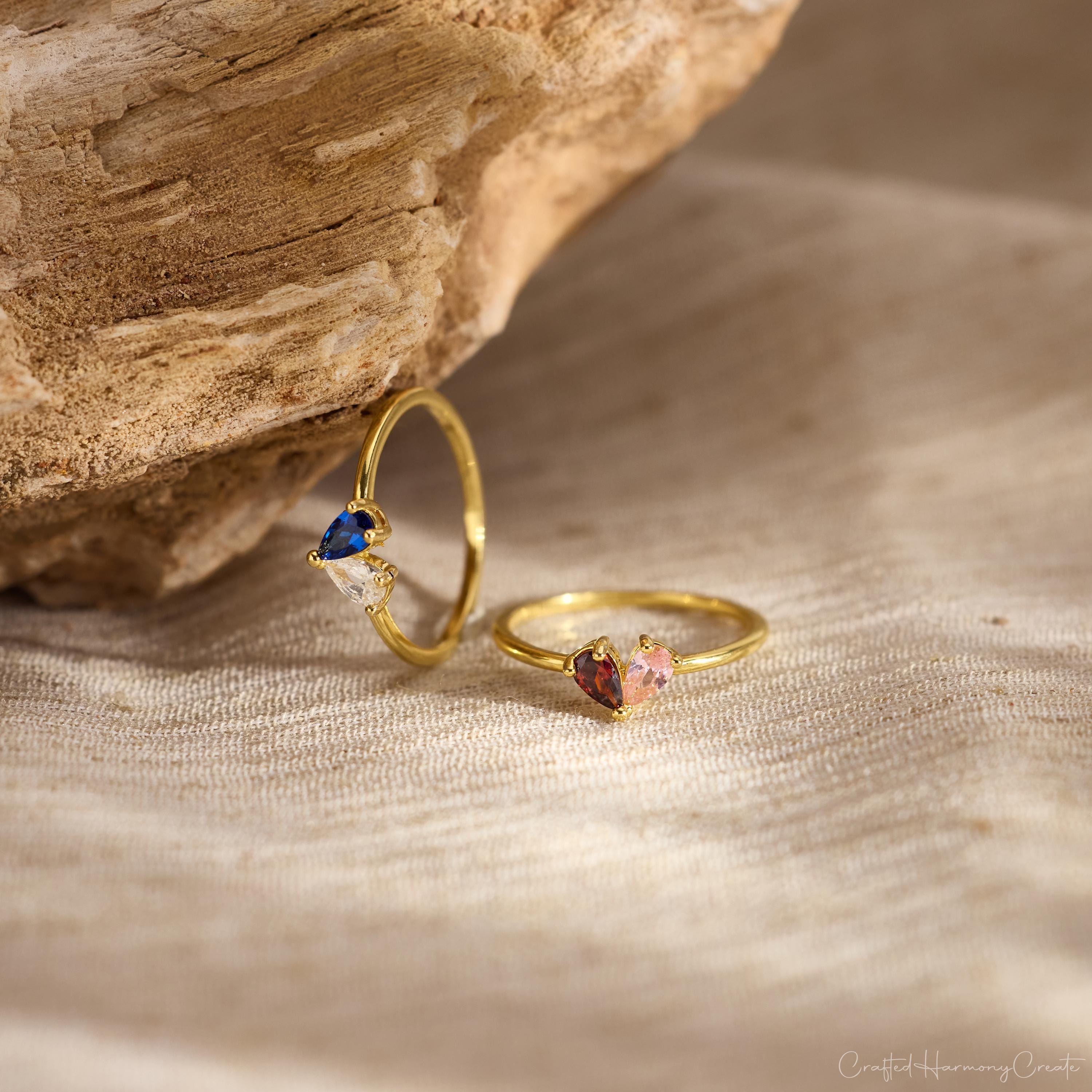 Personalized 3D Heart Birthstone Ring